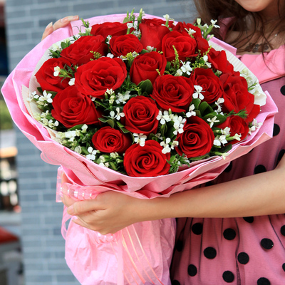 红玫瑰花生日鲜花上海鲜花速递杭州南京北京同城花店市区送花全国