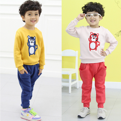 最新春款 韩版儿童男童女童卡通纯棉运动套装
