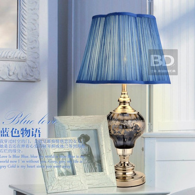 比顿现代欧式奢华水晶台灯 客厅卧室床头优质水晶台灯百搭高贵蓝