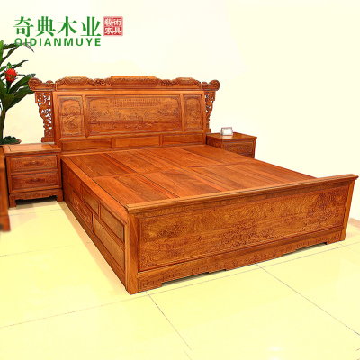非洲花梨木双人床实木床红木床鸳鸯床家具卧室高档家具1.8米大床
