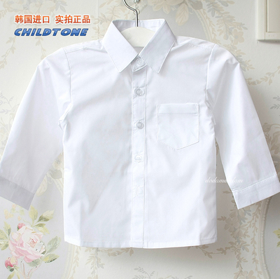 韩国进口正品儿童礼服西装衬衫 男孩男童少儿花童白色长袖衬衫