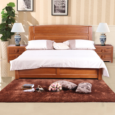 馨阑雅室家具纯实木双人床 榆木床 高箱储物床1.8米大床床头柜