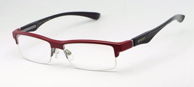 超轻tr90半框运动近视镜架 带鼻托红框黑腿眼镜框架 可配成品眼镜