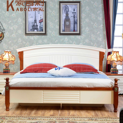 欧美式床实木床1.5米1.8米高箱床红橡白橡木床板木床奢华特价包邮
