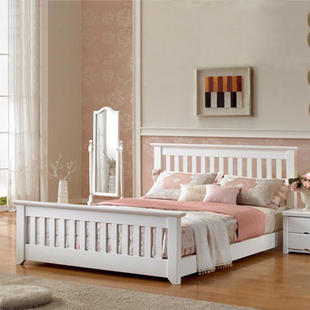 特价白色美式全实木床纯松木简约现代单人家具卧室双人田园小空间