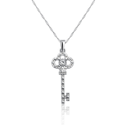 时尚韩版 925纯银镶钻钥匙项链女吊坠来自星星的你 送女友 礼物