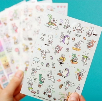 韩国可爱文具 Hong2&dding9第三季 DIY兔兔日记手机PVC装饰贴纸