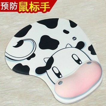 记忆硅胶鼠标垫 护腕鼠标垫 可爱奶牛 卡通动物护腕垫 防止鼠标手
