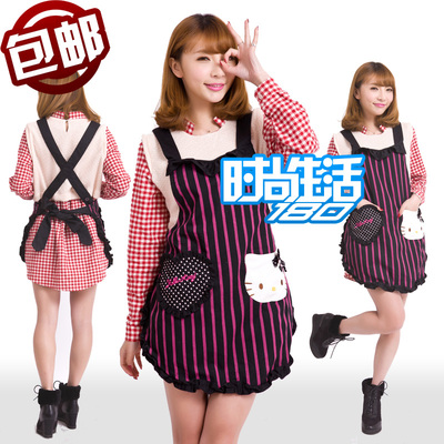 包邮出口韩国版时尚HELLOKITTY可爱公主厨房女仆卡通工作服围裙