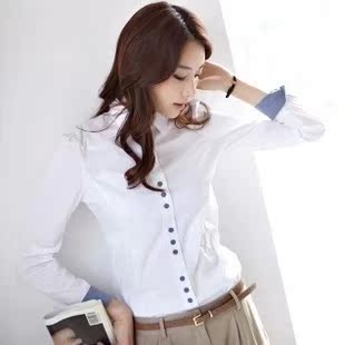 新款韩版修身长袖女款衬衫韩国春夏装女式职业装白领显瘦衬衫