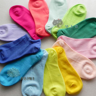 6双包邮 糖果色全棉女船袜 外销好品质 纯色袜子人人爱 13色