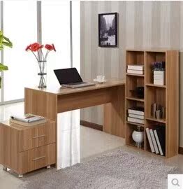 美心阁环保式电脑桌台式桌家用带书柜组合桌简约办公桌书桌写字台