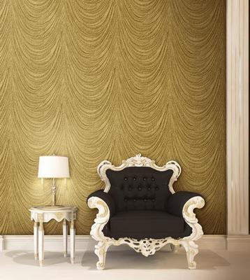 韩国进口PVC墙纸/客厅卧室背景壁纸/金色窗帘帷幔（白色酒红色）