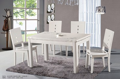 大理石餐桌 长方形时尚简约餐桌椅组合白色方桌 实木餐桌一桌六椅