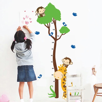 长颈鹿小猴身高贴量身高墙贴儿童幼儿园教室布置墙面装饰墙画贴纸