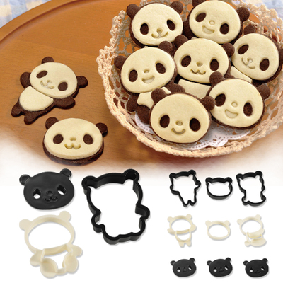 熊猫曲奇饼干模具套装 日本卡通蛋糕巧克力DIY立体烘焙工具