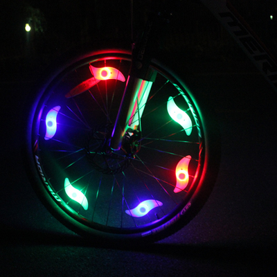 迪路仕自行车装备配件柳叶辐条灯 自行车灯风火轮警示灯单车配件