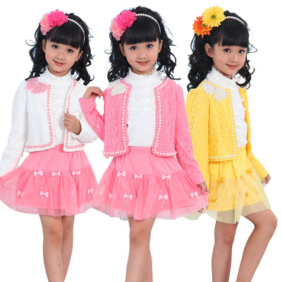 【今日特卖】女童春装2015新款套裙 长袖套装韩版三件套公主套裙