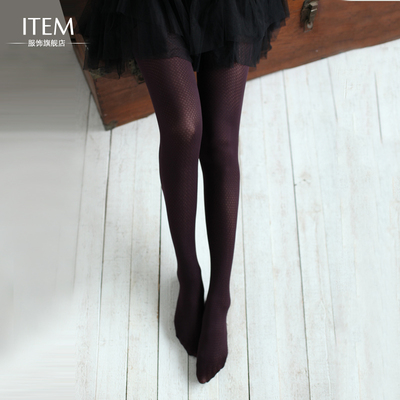 ITEM 2016专柜正品秋季丝袜 显瘦款 菱形格镂空提花 天鹅绒连裤袜