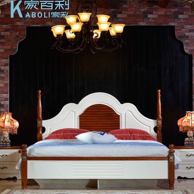 欧美法式实木家具1.51.8米高箱床红橡白橡木床板木床奢华特价包邮