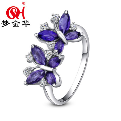 梦金华 S925银天然紫水晶戒指 指环 首饰 饰品 珠宝 礼物 JZ147