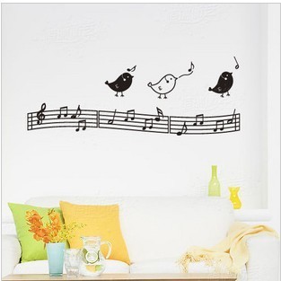 跳动音符五线谱贴画学校音乐培训班教室琴行乐器咖啡店装饰墙贴纸