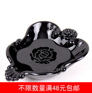 A052安娜苏风格 首饰盒 蔷薇花香皂盒 黑色透明香皂盘 150g