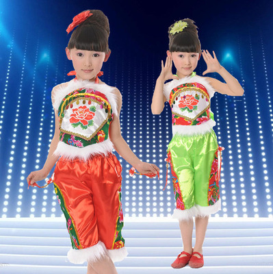 特价儿童表演服 六一女童肚兜舞庆典舞蹈荷花幼儿园现代舞演出服