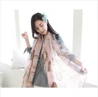 2015 new fashion printed women scarf 女士巴厘纱印花围巾丝巾