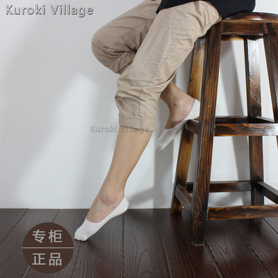 Kuroki-B986日系女士春夏薄款带硅胶健康竹棉浅口隐形船袜子盒装