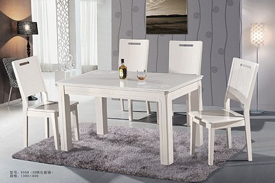 简约现代白色餐桌钢化玻璃餐桌椅组合小户型餐台饭桌一桌六椅包邮