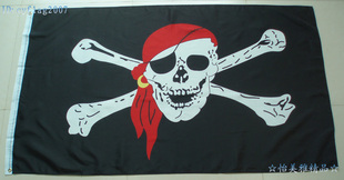 90*150CM红头巾海盗旗、万圣节旗帜 骷髅头旗