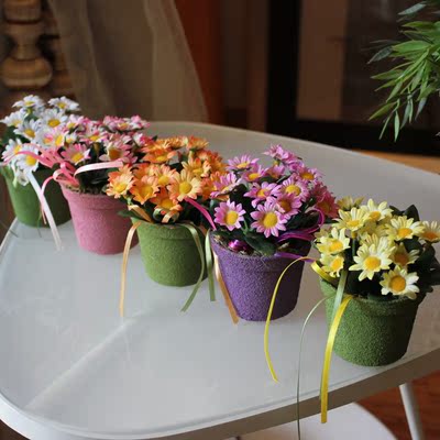 韩式小菊花盆装 仿真花套装 整体花艺 仿真花小盆栽
