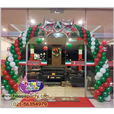 圣诞年会装饰 圣诞气球拱门 圣诞派对拱门 圣诞节绿色气球