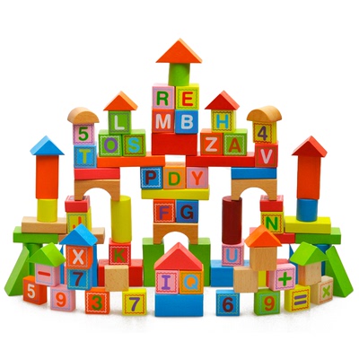 哈比树104粒大块积木 木制儿童宝宝玩具益智智力启蒙积木玩具