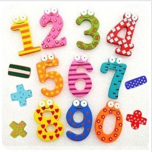 宝宝早教益智游戏 木制数字冰箱贴玩具带符号 15个装一套