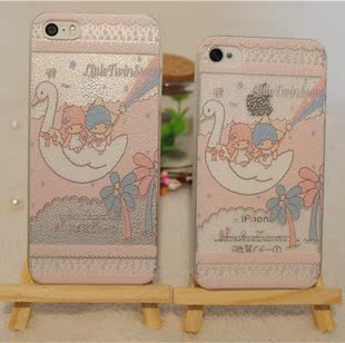 little twin star双星仙子 苹果iPhone4s/5s/6透明磨砂荔枝手机壳