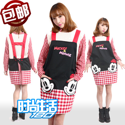 包邮出口日韩国版时尚米奇米老鼠可爱公主厨房卡通工作服家居围裙
