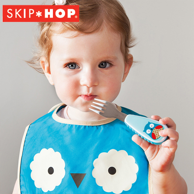 美国Skip Hop动物园系列 宝宝餐具 儿童餐具 不锈钢叉勺套装