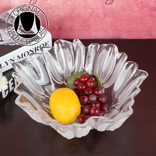 包邮德国伟特进口水晶玻璃莲花水果盘时尚创意欧式茶几果盆干果盘