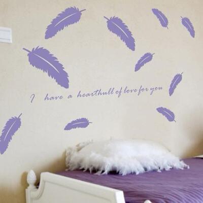 卧室温馨爱情羽毛 背景墙贴 爱的阶梯 羽毛 可爱羽毛墙贴