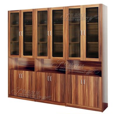 木框玻璃门书柜玻璃门书柜六门简约板式可定做办公室