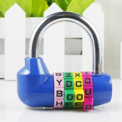 最具创意密码锁挂锁U型防盗锁4位字母英文锁健身房锁密室游戏锁具