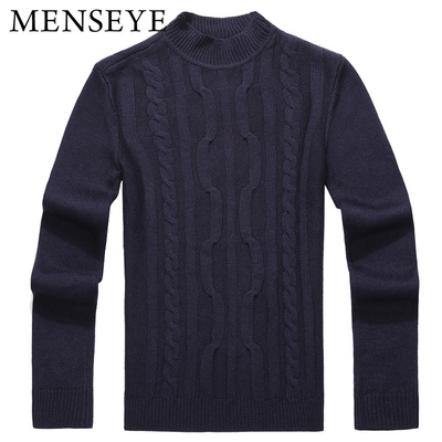 Menseye/男眼 *秋冬新款风尚都市休闲羊毛衫 扭花修身半高领毛衣