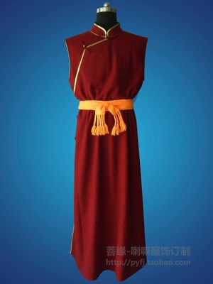 喇嘛服/佛教/喇嘛僧服/藏传/居士服/暗红深紫红毛呢夹大袍