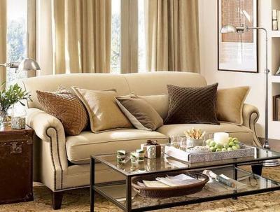 现货简约现代美式乡村麻布沙发 法式田园客厅组合三人双人布沙发