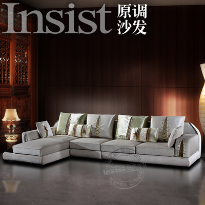 特价布艺沙发组合 时尚中式新古典复古大客厅小户型L型转角可拆洗