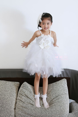 儿童七朵花小白纱裙 摄影个人写真 学生表演服公主裙儿童演出服