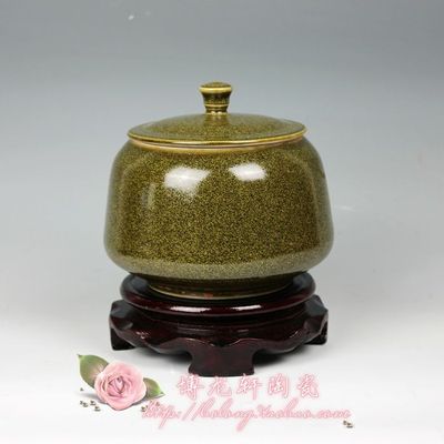 新品！景德镇陶瓷 全手工制作 仿雍正年 带盖茶叶末釉 茶叶罐