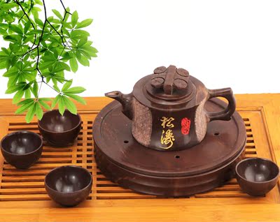 精品木鱼石茶壶 纯天然养生礼品高档整套功夫茶具 树皮壶